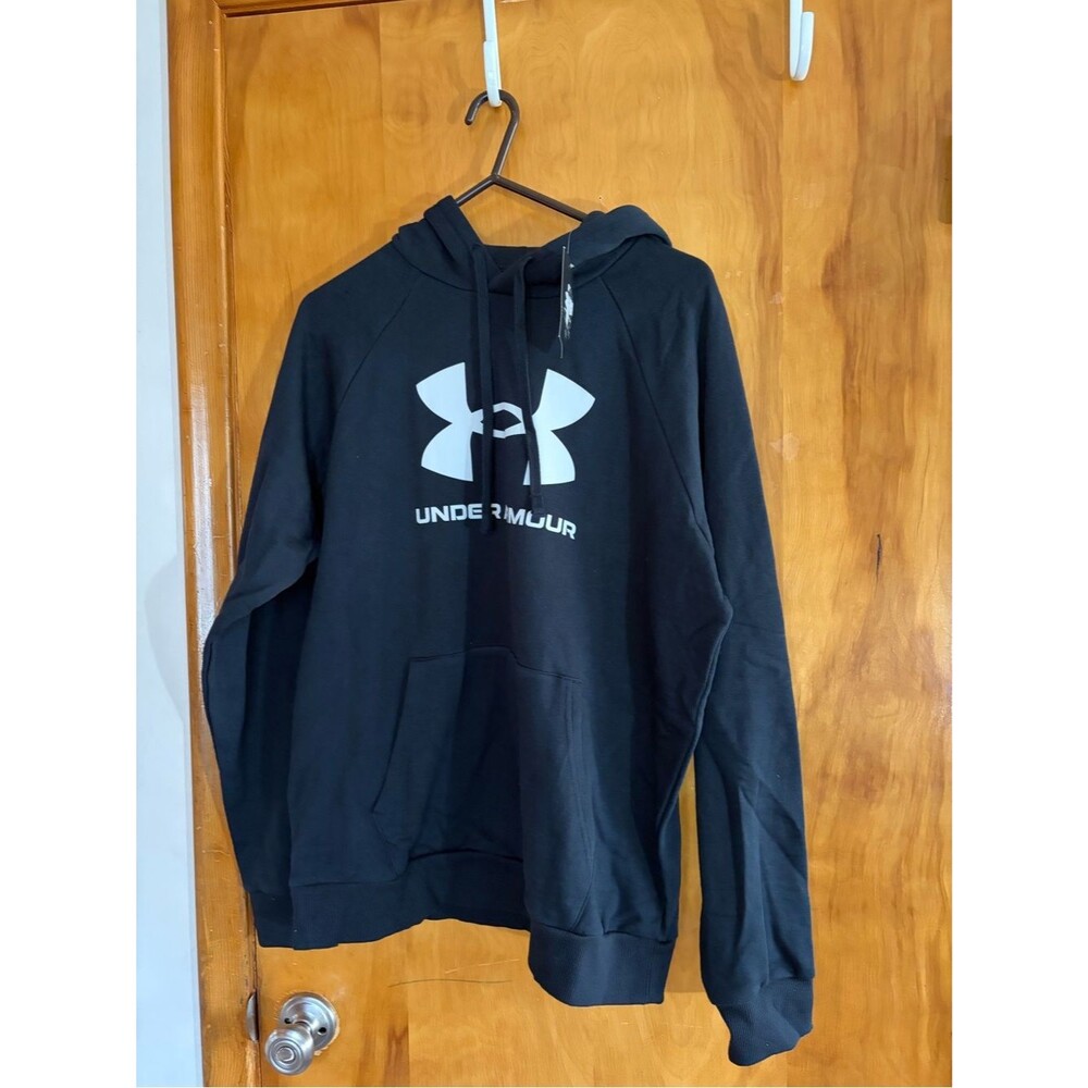 Under Armour Black Pullover Hoodie with White Tag Detail